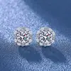 Pendientes de plata de ley S925 con circonitas de seis garras para mujer, accesorios brillantes y populares.