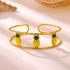 Pulsera de Acero de Titanio con Goteo de Aceite y Oro de 18K, Estilo Océano de Esmalte de Alta Gama, Diseño de Estrella de Mar y Palmera, Brazalete Abierto de Acero Inoxidable de Lujo Ligero