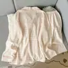 Pijama estilo Ins para mujer con diseño de gatito KT, para primavera y otoño, de manga larga y pantalón largo, algodón nube, lindo de dibujos animados, se puede usar fuera como ropa de casa