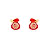 Pendientes Fuzi de perla de imitación con incrustaciones de diamantes rojos de Año Nuevo, elegantes pendientes chinos nuevos para mujer, pendientes de alta gama Sense Niche que combinan con todo.