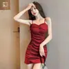 Vestido de Verão 2026 com Alças Finas e Design Franzido, Elegante e Sexy, Mostrando a Clavícula, Emagrecimento, Vestido Curto sem Costas para Mulheres