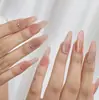 Parche de uñas francesas de alta calidad con diseño de explosión, con diamantes de imitación para llevar a mano, acabado con 30 piezas extraíbles.