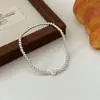 Pulsera de Plata de Ley S925 Chiheng con Perlas Redondas de Tulipán para Mujer, Nicho de Lujo Ligero, Joyería Pequeña Simple Versátil Fresca