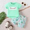 Traje de Verano para Niños, Estilo Casual de Playa, Traje de Manga Corta con Cuello Redondo para Niños Pequeños, Suministro Exclusivo Transfronterizo para Trajes de Niños