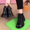 Botines Bajos Planos para Mujer 2025 Otoño e Invierno Nuevos Punta Redonda con Cordones Estilo Británico Suela Suave Forro Polar Botas Cálidas Botas Sencillas