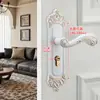 Cerradura de Puerta de Dormitorio Estilo Europeo Cerradura de Puerta Interior Sin Taladro Cerradura de Puerta Doméstica Puerta de Madera Manija de Puerta Universal Reemplazo de Cerradura de Puerta Vieja