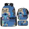 2024 Nueva Mochila Escolar de Stitch Set de Tres Piezas de Stitch Mochila con Dibujos Animados Impresos para Estudiante de Primaria Bolso de Hombro Estuche para Lápices traje