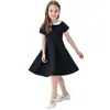 Vestido de Color Sólido con Cuello de Muñeca para Niños de Fuente de Fábrica, Lindo Vestido Estilo Academia para Niñas, Ropa Infantil Vestido de Princesa