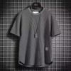 Camiseta de Manga Corta para Hombre, Verano, Corte Holgado, Patrón de Gofre Simple, Blanca Fina Versátil Casual, Transfronteriza