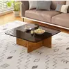 Mesa de Centro Moderna Simple de Vidrio Templado Sala de Estar Apartamento Pequeño Redonda Cuadrada Multicolor Balcón Mesa Pequeña de Café Habitación de Alquiler Mesa Pequeña de Café