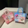 Nova Cesta de Presente Tecida de Plástico Bolsa Bolsa de Mão Cesta de Presente Estilo Fresco Bolsa de Praia Tote Bolsa Feminina