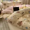 Funda de edredón de algodón puro de dibujos animados Ins, pieza única 100% algodón, estilo nuevo de verano, juego de cubrecama, protector de colchón, sábana, juego de tres piezas