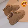 Botas de Nieve Estilo Bosque para Mujer, Botines Retro de Gamuza con Correas, Botas de Algodón Estilo Étnico, Botas Cálidas con Suela Gruesa y Forro de Felpa Gruesa