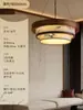 Lustre grande para sala de estar de planta aberta de uma vila, pé-direito alto, novo lustre redondo de madeira maciça estilo chinês para casas duplex autoconstruídas