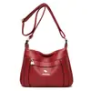 Bolsa de Piel Suave con Textura para Mujer de Mediana Edad Primavera y Verano 2021 Bolso Cruzado de Moda para Mujer Bolso de Hombro de Piel Suave Gran Capacidad