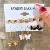 Set Creativo de Aretes Dorados Retro Franceses Pendientes Europeos y Americanos Transfronterizos Nuevos con Perlas Incrustadas Pendientes para Mujer
