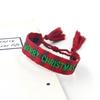 Presente de Dia dos Namorados Tamanho Ajustável Cor Fita Bordada Amor Borla Carta Charm Bracelet