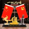 Porta-Canetas de Cristal Ornamento de Mesa de Escritório Globo para Home Office Base com Bandeira Vermelha Cinco Estrelas Bola de Vidro Simples Moderna