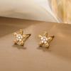 Pendientes de perlas estilo europeo y americano para mujer, colgantes traseros, estilo francés transfronterizo, ligeros, de lujo, con diseño de mariposa y flores, de celebridades de Internet.