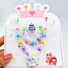 Joyería de collar de perlas de colores para niños, conjunto de pulsera de cuentas para niñas, diadema de dibujos animados, pendientes, accesorios para niñas princesas