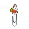 Clipes de Papel de Animal Cartoon Fofo Cogumelo Coelho Clips Marcadores de Página de Borracha Macia PVC Alfinetes de Fixação Papelaria Divertida para Estudantes