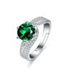 Anillo europeo y americano de plata de ley s925 para mujer, cristal de circón de color de 2 quilates azul verde rojo amarillo, suministro en vivo de TikTok