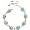 Corrente de Cintura Nova Estilo Verão para Mulheres, Textura Elegante e Simples, Fivela Oval, Corrente de Metal Decorativa com Turquesa Azul Incrustada