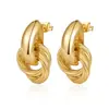 Tendencias de Moda Europeas y Americanas, Pendientes de Acero Inoxidable de Lujo Ligero, Estilo de Nicho de Gama Alta, Pendientes Geométricos Versátiles Chapados en Oro de 18 Quilates para Mujer