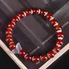 Pulseira DIY de Círculo Único de Ágata Vermelha e Verde Acessórios de Borboleta Pulseira de Contas Wenwan Buddha Joia de Mão Simples para Homens e Mulheres Rosário