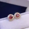 Pendientes de Turmalina Pura Natural Plata de Ley S925 Tecnología de Incrustación El Cristal Está Limpio, el Color Es Bueno y el Color Fuego Es Bueno,