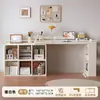Escritorio de Madera Maciza Mesa de Estudio para Estudiantes en Casa Estantería Integrada Mesa Larga para Sala de Estar Banco de Trabajo Mesa de Computadora Retráctil