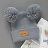 Gorro de Punto para Niños Otoño e Invierno Niño Bebé Lana Bonita Bola de Pelo A prueba de Frío Cálido Letra Niñas Gorro Pullover