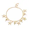 Cadena de Cintura Exquisita de Conchas y Estrellas de Mar de Nuevo Estilo Transfronteriza Europea y Americana, Cadena Corporal de Borla de Perla Versátil y de Moda