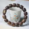 Pulsera de Madera de Águila Verde Natural de Hainan Estilo Chino DIY Anillo Corredizo de Ámbar de Jade Hetian Pulsera Wenwan Joyería Retro