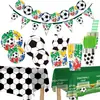 Decoração de Festa Temática de Futebol Copa do Mundo Transfronteiriça - Pratos de Papel Descartáveis, Guardanapos, Copos de Papel e Conjunto de Talheres