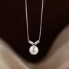 2024 Nuevo Collar de Perlas de Bambú de Plata de Ley 925 para Mujer Cadena de Clavícula Versátil sin Color Collar de Cadena de Lujo Ligero de Alta Gama