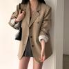 Moda Ins Coreana de Otoño Elegante Estilo Británico Bloques de Color Versátil Holgado Blazer de Botón Único para Mujer