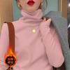 Camada de Base Térmica de Gola Alta Engrossada Outono e Inverno Slim Elegante Versátil Camiseta de Manga Longa para Mulheres Tendência