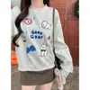 Sudadera de Otoño Delgada Estilo Coreano Bordado Pesado con Lazo Afelpado Diseño de Cachorro Dulce Rejuvenecedora Versátil Cuello Redondo para Mujer