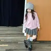 Cardigã de malha básico para meninas Aimo Beibei, cor sólida, corte solto, estilo coreano, peça versátil para sobrepor, jaqueta suéter