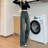 Jeans Rectos Retro Estilo Americano para Mujer Otoño e Invierno Forrados de Felpa 2024 Nuevos de Cintura Alta Sueltos Pierna Ancha