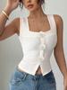 Ropa Femenina Transfronteriza Europea y Americana Flor Tridimensional Estilo Dulce y Picante Diseño de Camisola Sexy Suéter de Punto Exterior