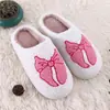 Zapatillas de Algodón Rosas con Lazo para Otoño e Invierno Zapatillas Caseras de Peluche Zapatillas Cálidas para Mujer Pareja Zapatillas Engrosadas