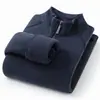 [Lana de Oveja] Suéter de Hombre con Media Cremallera y Cuello Alto para Otoño e Invierno, Grueso con Forro Polar, Cálido, Camiseta Base