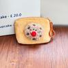 Monedero con colgante de tostada y expresión linda, bolsa de almacenamiento de juguetes de peluche, estilo japonés, creativo, pequeño, para mujer