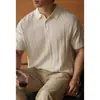 Camisa Polo de Punto Hueco Lino Tencel Hombre 2026 Verano Como una Nube Agradable al Tacto Canalé Camiseta Casual Ropa de Hombre