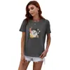Camiseta Colorida Manga Curta Feminina Estilo Verão 2024 Comércio Exterior Roupas Femininas Estampa Cartoon Gola Redonda Top Camada Base Atacado