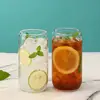Amazon Transfronterizo Vaso de Coca-Cola de Vidrio de Borosilicato Alto Tapa de Bambú Vaso de Jade Frío para Bebidas Jugo con Popote Venta al por Mayor