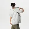 Camiseta de hombre de manga corta con cremallera, estilo callejero americano, top holgado de peso pesado de manga corta, tendencia de verano, nuevo