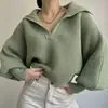 Amazon Transfronterizo Otoño/Invierno 2026 Nuevo Suéter de Punto Casual Holgado Cuello Solapa Color Sólido Manga Larga Jersey para Mujer